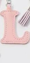 Leather letter charm accent with Swivel snap hook keychain stylish bag accessory