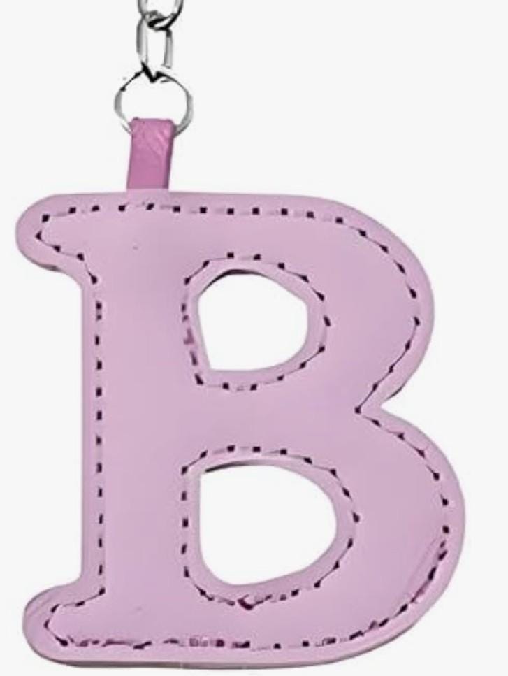 Leather letter charm accent with Swivel snap hook keychain stylish bag accessory