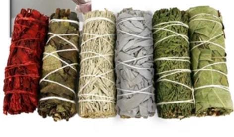Natural White Sage Smudge Sticks, Palo Santo, Dried Flowers, Cleansing Protection Rituals