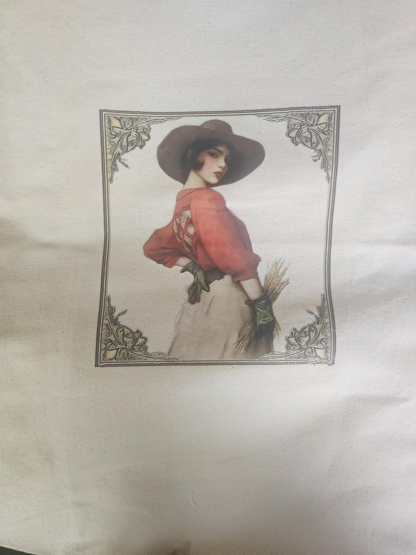 Handmade Western Canvas Drawstring Tote Bag | Cowboy Hat, Boots & Travel Accessory Bag
