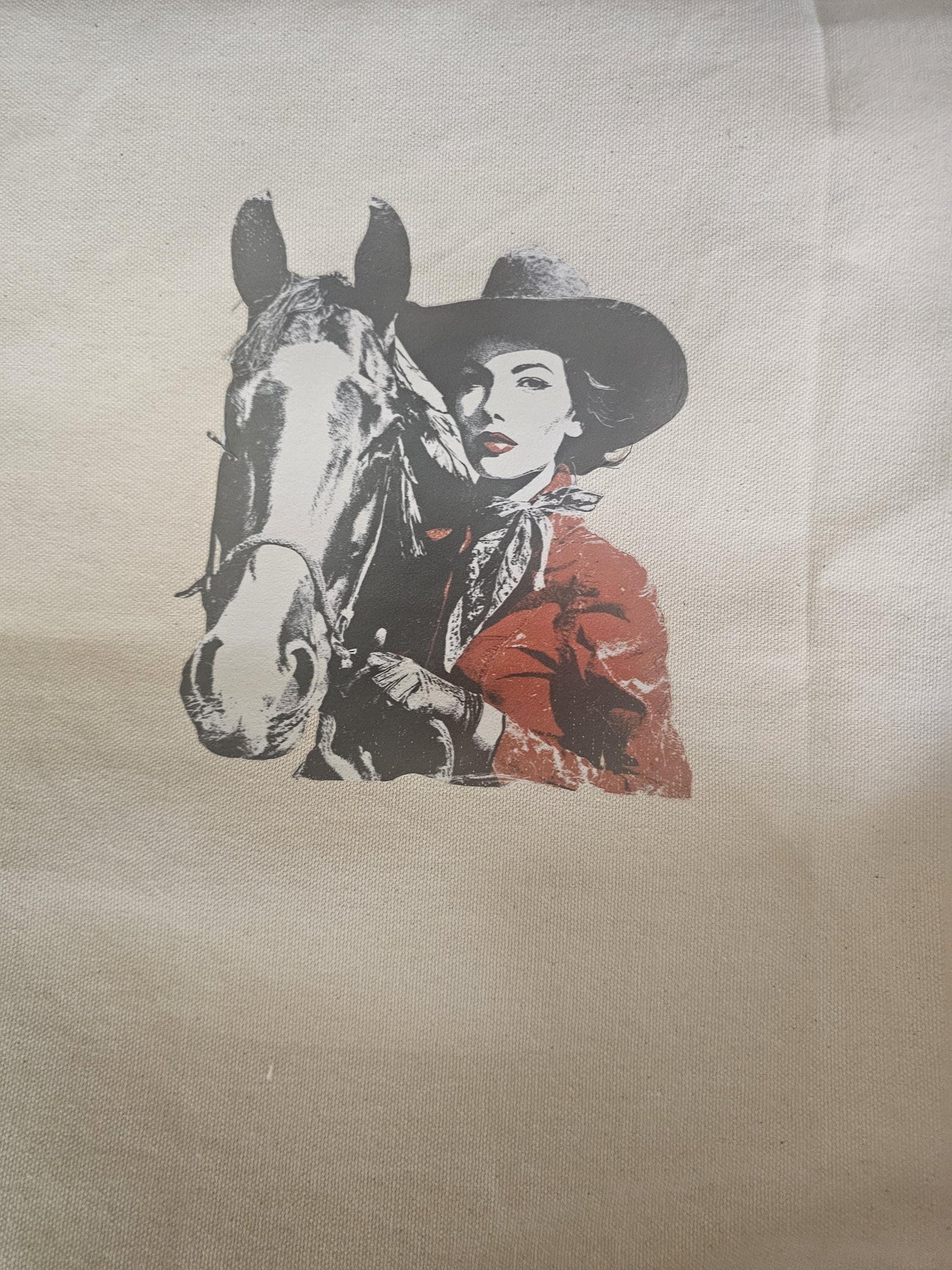 Handmade Western Canvas Drawstring Tote Bag | Cowboy Hat, Boots & Travel Accessory Bag