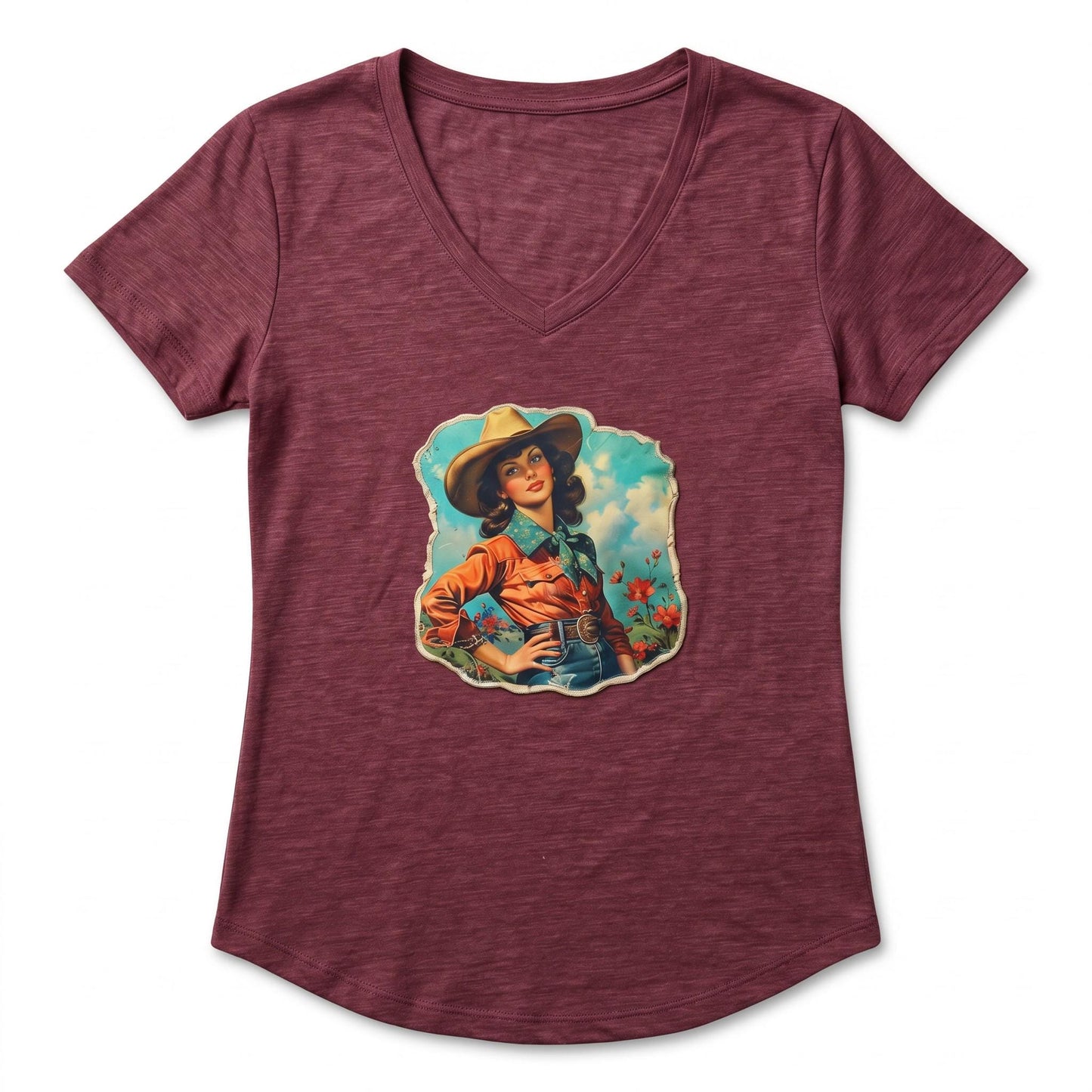 Vintage Cowgirl Rodeo Graphic Med Tee, Retro Western Soft Cotton Shirt