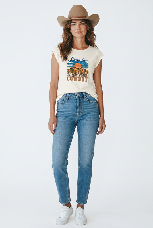 Long Live Cowboy XLarge T-Shirt, Desert Southwest Country Western Graphic, Rodeo Vintage Soft Cotton