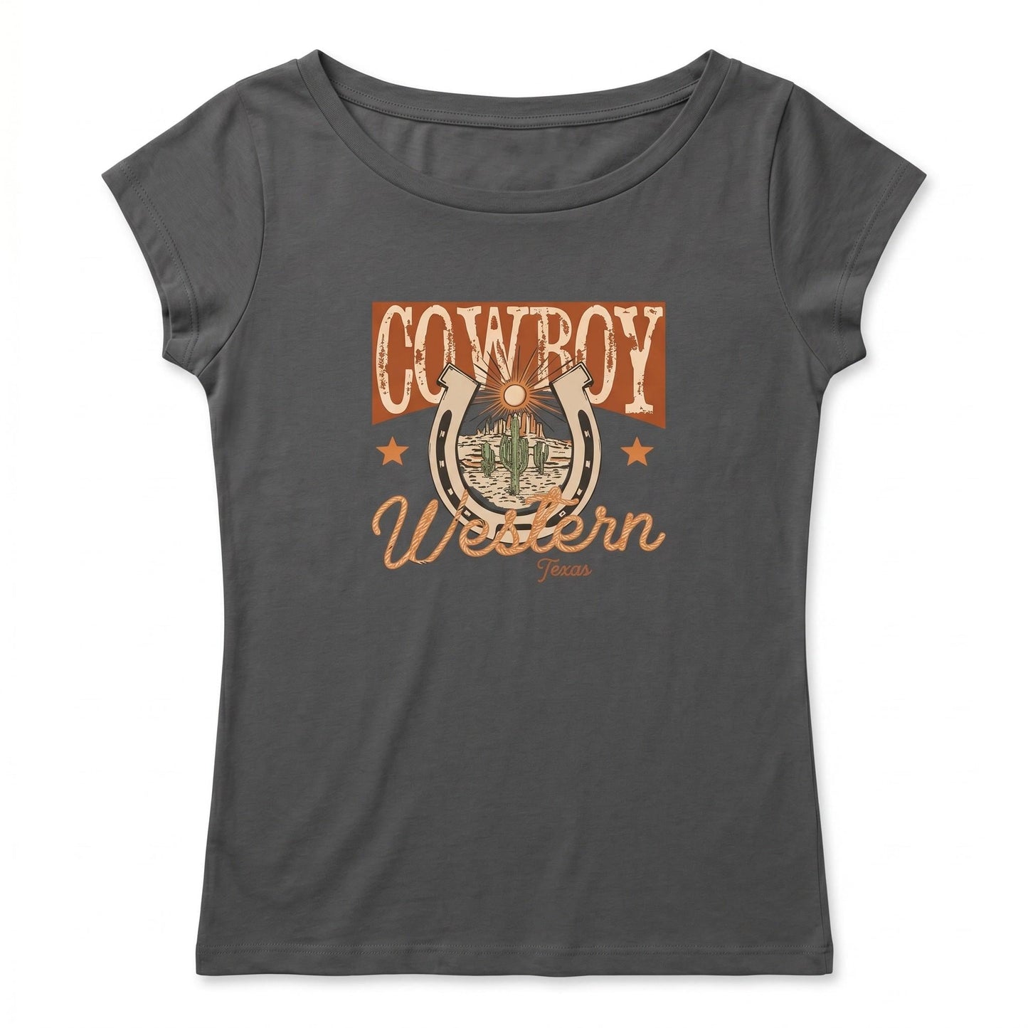 Vintage Western Desert Graphic Tee, Retro Cowgirl T-Shirt, Women's Casual Western Life
