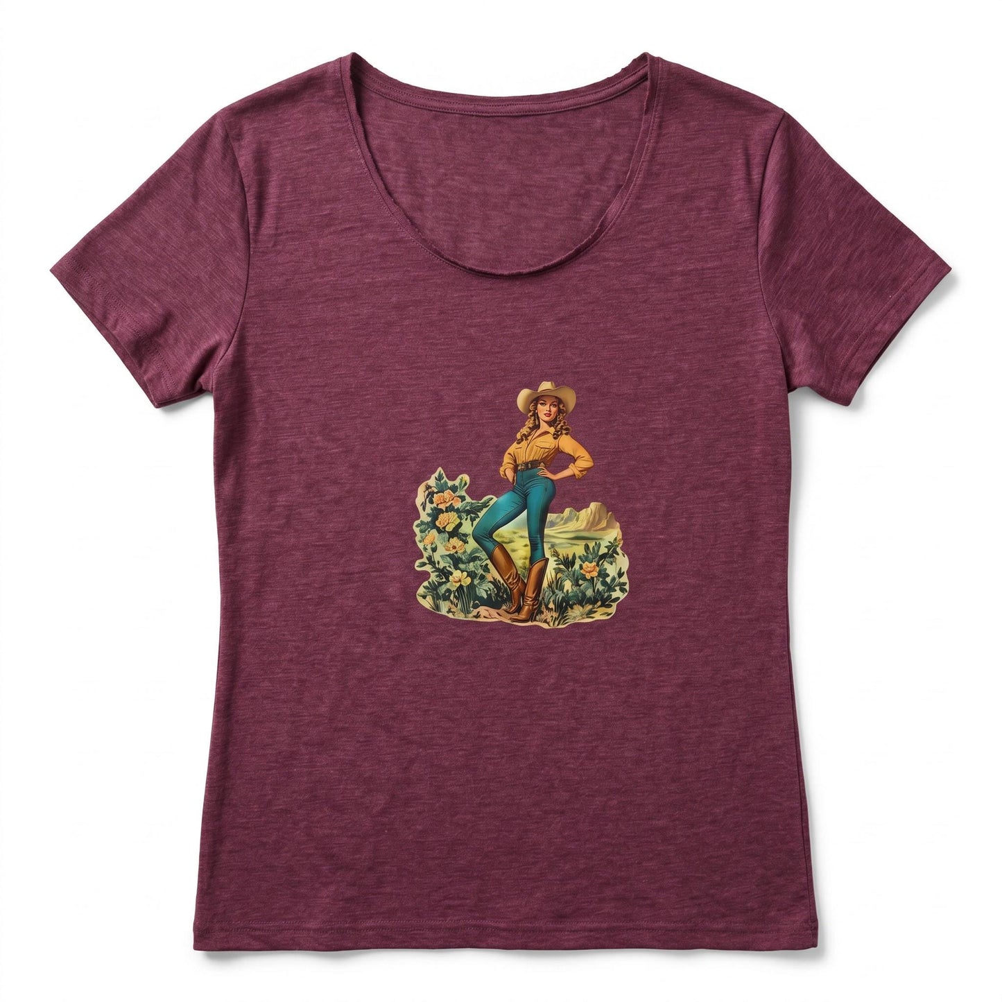 Vintage Cowgirl Desert Rodeo Graphic 2XL Tee, Western Summer Style, Handmade Retro Rustic Casual