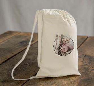 Handmade Western Canvas Drawstring Tote Bag | Cowboy Hat, Boots & Travel Accessory Bag