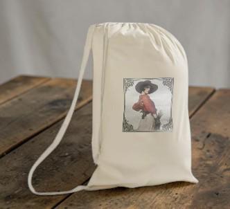 Handmade Western Canvas Drawstring Tote Bag | Cowboy Hat, Boots & Travel Accessory Bag