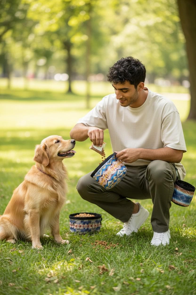 Pet Travel Portable Dog Bowls, Collapsible Polyester Feeders for Puppies, Outdoor Accessories, Lightweight & Compact
