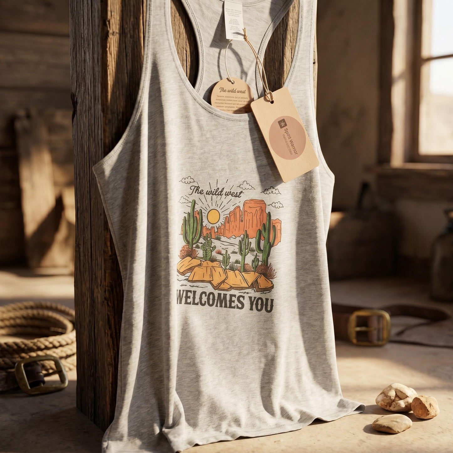 Vintage Cowgirl Large Tank Top, Desert Rodeo Graphic Tee, Western Summer Style