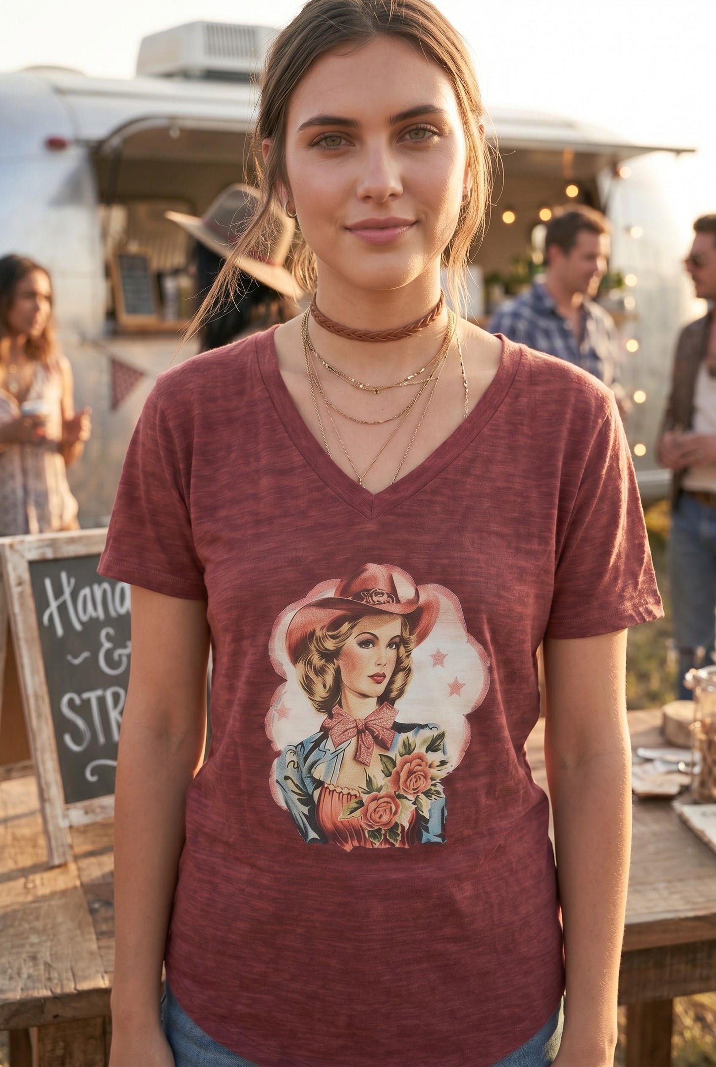 Vintage Cowgirl Desert Rodeo Graphic 2XL Tee, Western Summer Style, Handmade Retro Rustic Casual