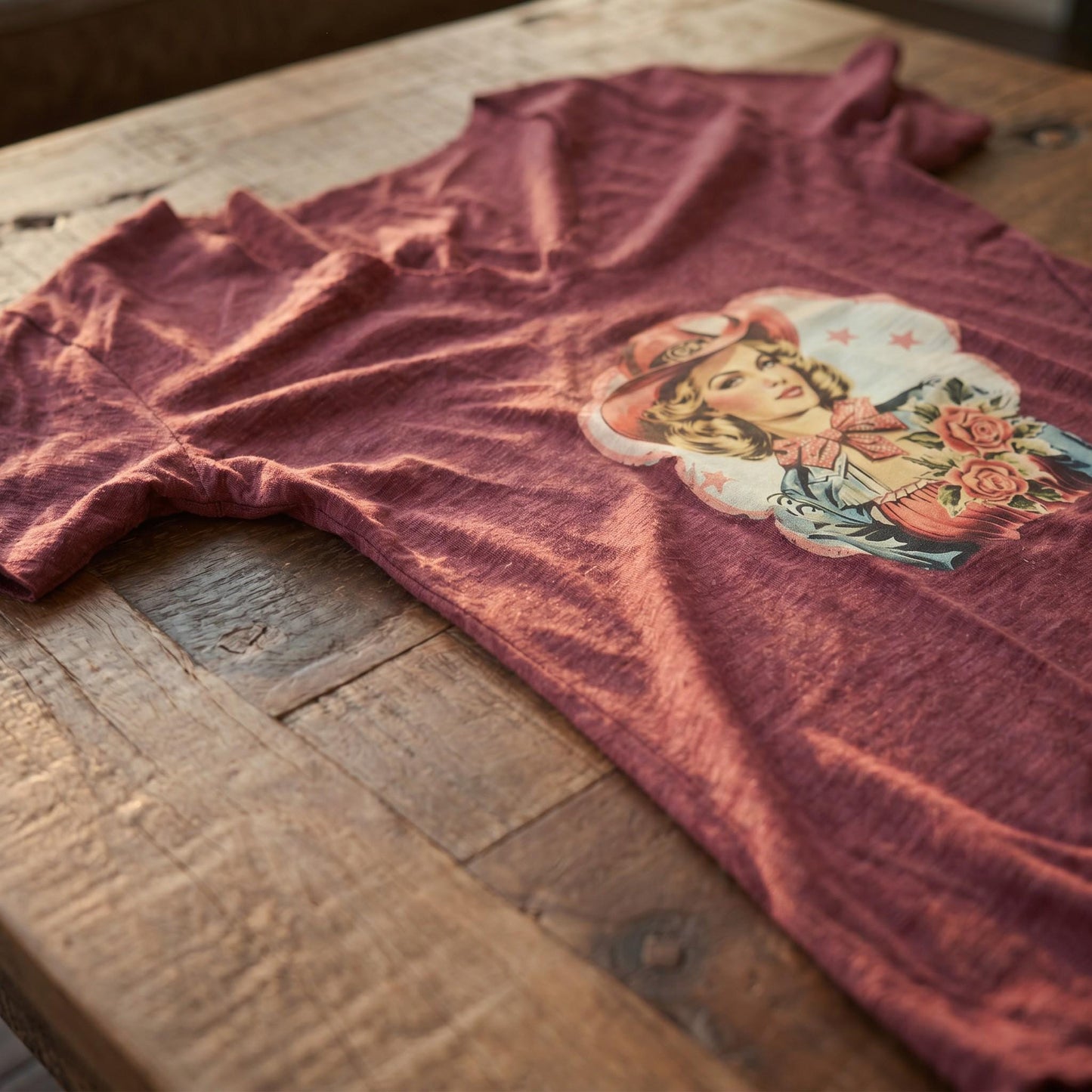 Vintage Cowgirl Desert Rodeo Graphic 2XL Tee, Western Summer Style, Handmade Retro Rustic Casual