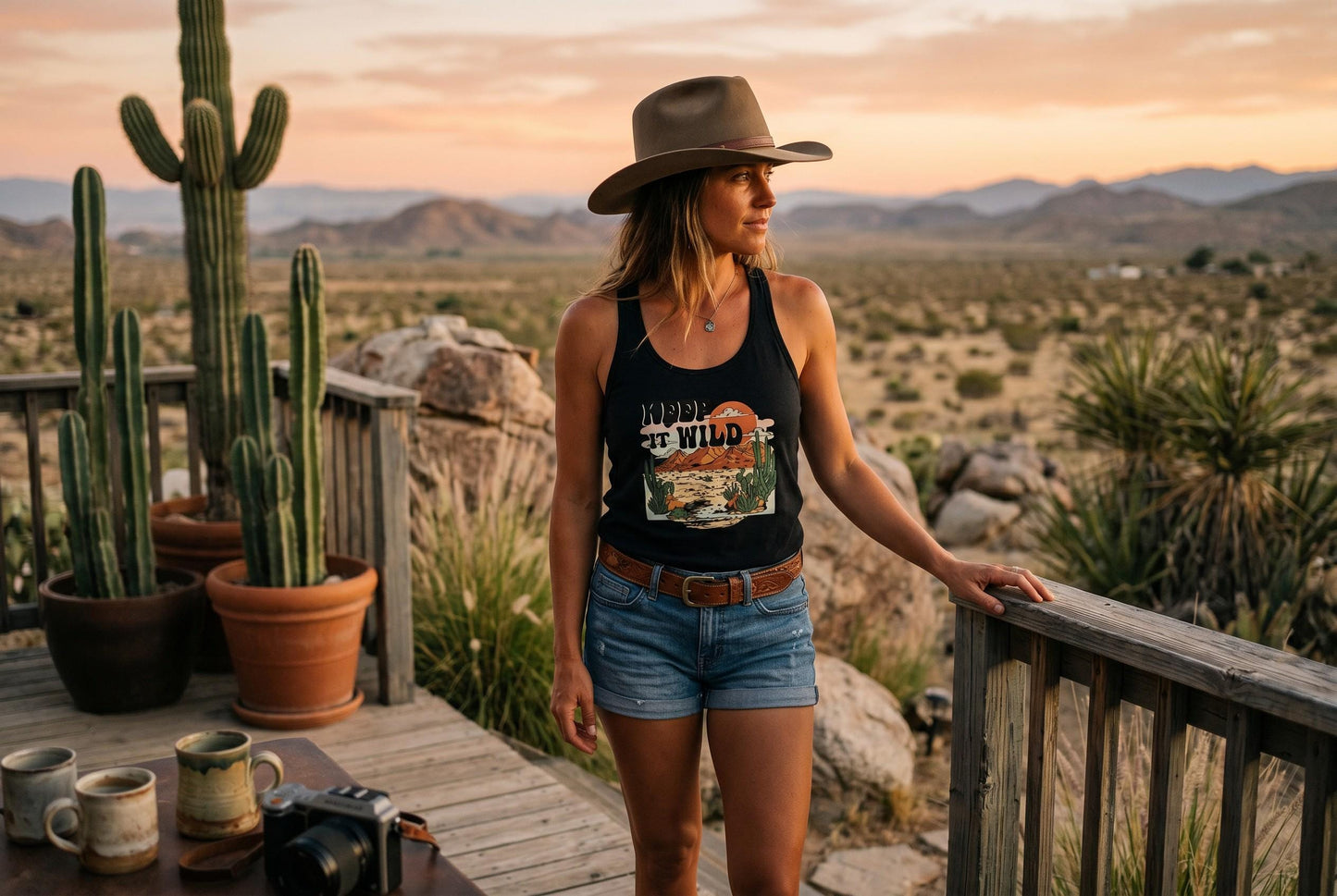 Keep It Wild Vintage Cowgirl Desert Tank Top, Western Summer Casual Wear