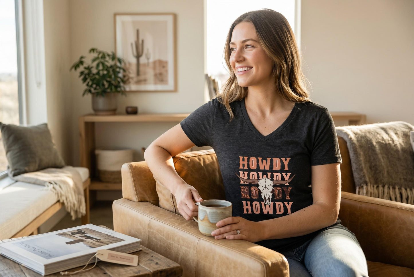 Vintage Howdy Cowgirl Med T-shirt, Western Graphic Rustic Cotton Tee, Gift Vintage Country
