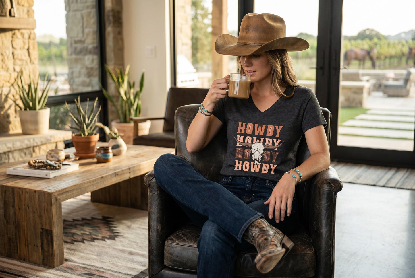 Vintage Howdy Cowgirl Med T-shirt, Western Graphic Rustic Cotton Tee, Gift Vintage Country