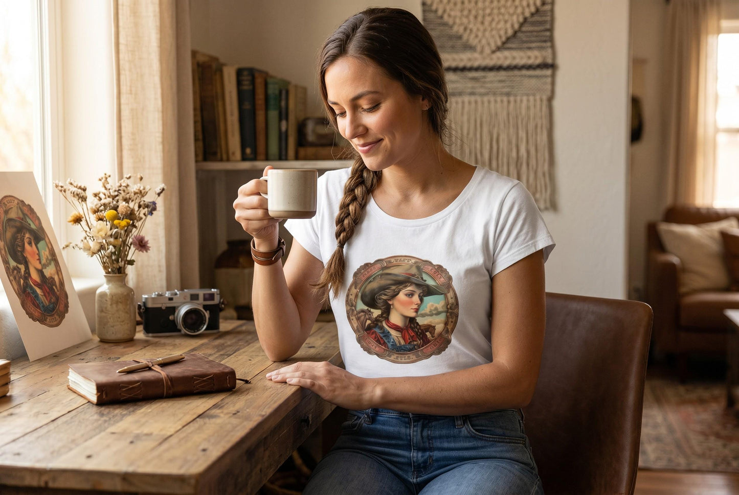 Vintage Cowgirl Graphic Tee, Western T-Shirt, Country Concert Top, Soft Cotton, Rustic Cowgirl Design