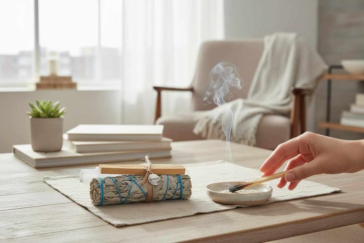 Natural White Sage Smudge Sticks, Palo Santo, Dried Flowers, Cleansing Protection Rituals