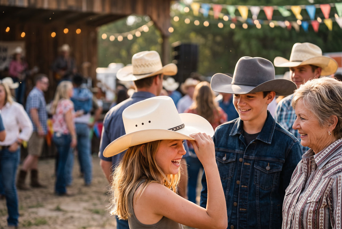 Premium Youth Vented Cattleman Cowboy Hat with Black Biplay Hatband