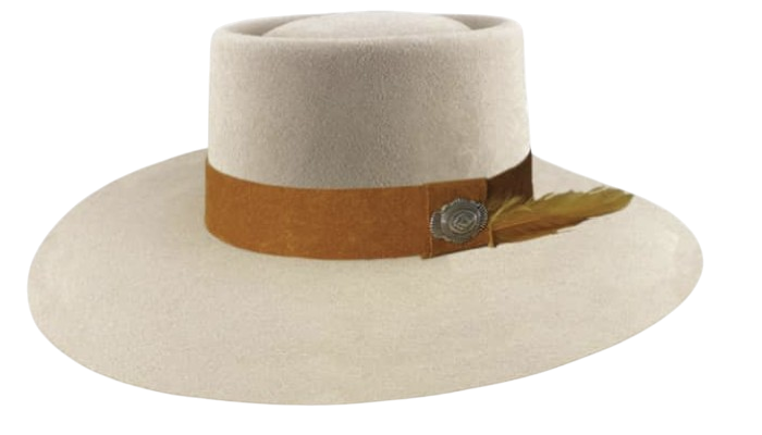 Mary Sand Gambler Felt Hat with Rust Leather Hatband