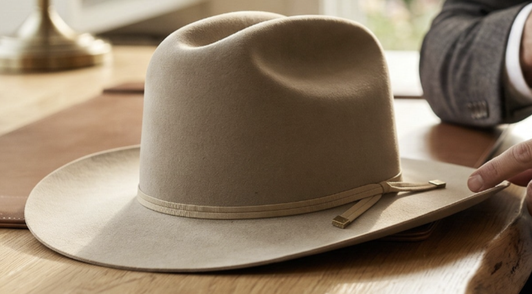 Fine Felt Cattleman Cowboy Hat, 3-Inch Brim, Boho Western Style, Country Fashion Headwear