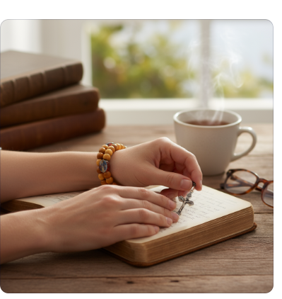 Olive Wood Bracelet Rosary Round