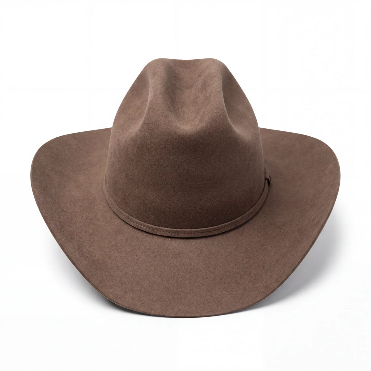 Spirit Warrior Provisions fawn fine felt cattleman cowboy hat with a 3-inch brim and coordinating hatband.