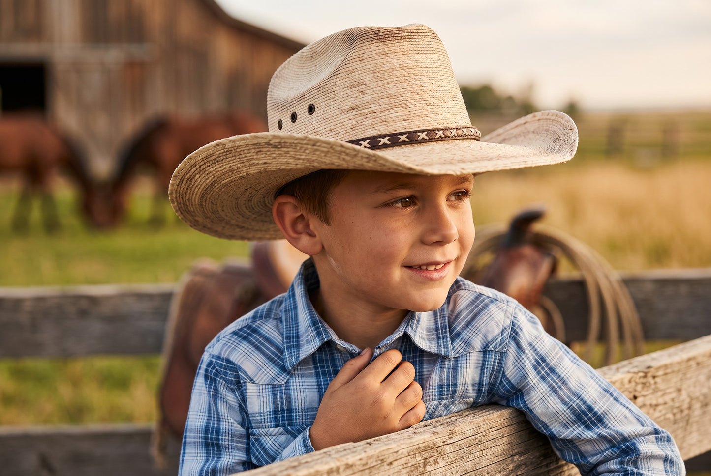 Youth Vented Cattleman Cowboy Hat with Black Biplay Hatband